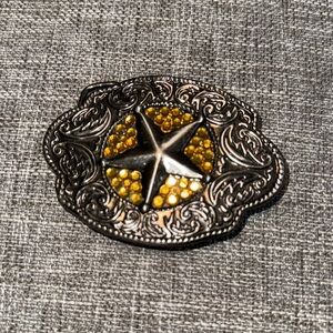 Rhinestone Accented Texas Star Surrounded By Flower Swirl Western Belt B…